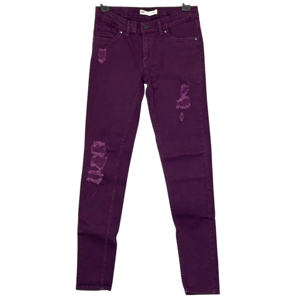 Levis Women's Junior 14 Regular 710 Super Skinny Distressed Purple Jeans